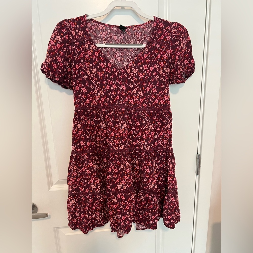 Wild Fable Maroon/Pink Babydoll Dress S